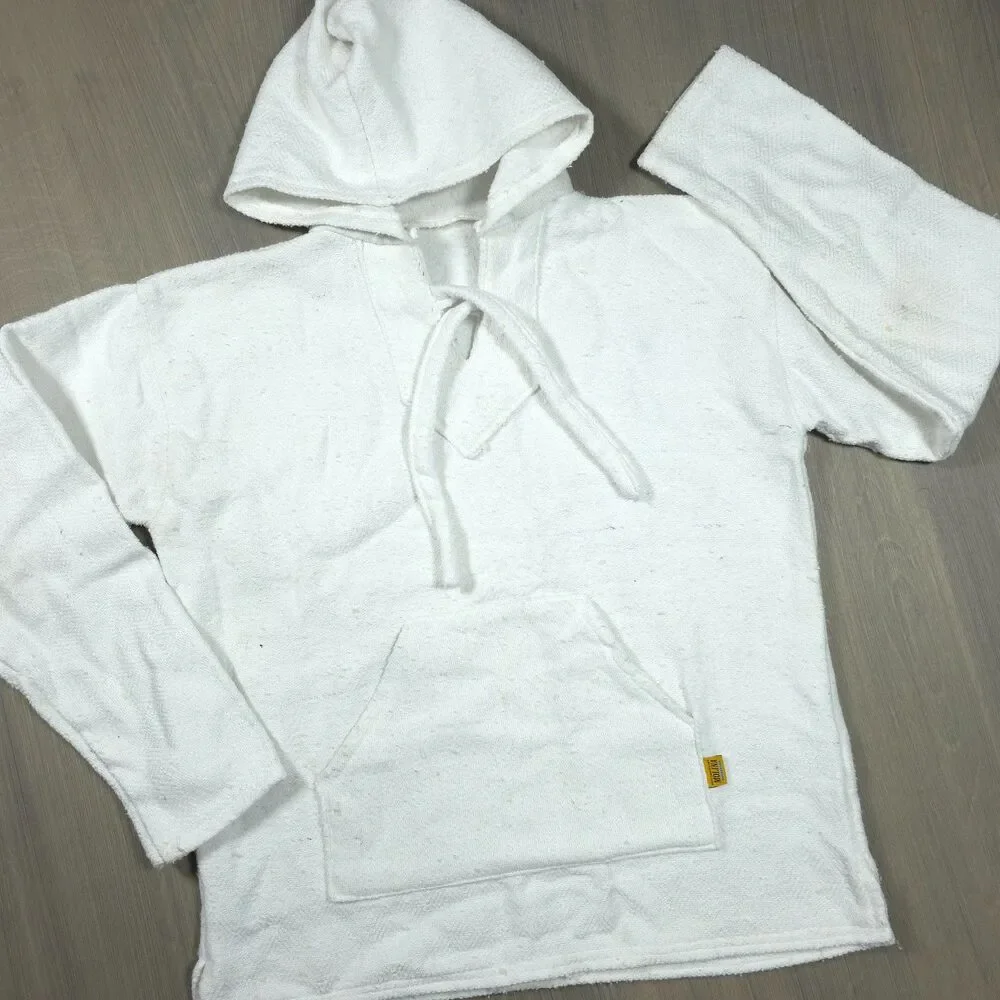 Molina White Baja Hoodie Sweatshirt Surf Pullover Men's Woven Knit